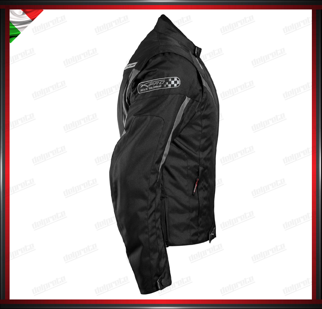 GIACCA MOTO DONNA NERO IN CORDURA MANICHE STACCABILE PROTEZIONI OMOLOGATE CE