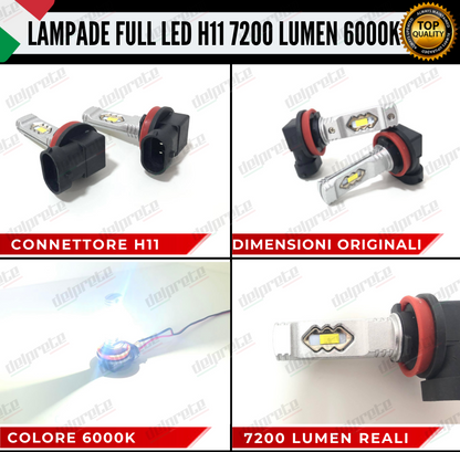 COPPIA LAMPADE H11 LED BIANCO 7200 LUMEN CANBUS 6000K CONSIGLIATE FENDINEBBIA