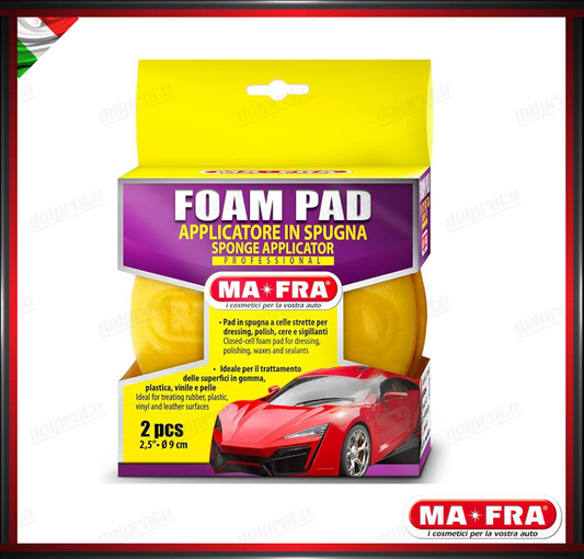 MAFRA - FOAM PAD APPLICATORE POLISH CERA MORBIDO SPUGNA (GIALLO) KIT 2 PEZZI