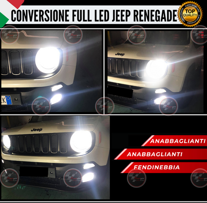 KIT FULL LED JEEP RENEGADE 12000 LUMEN ANABBAGLIANTI + ABB E FENDINEBBIA CANBUS