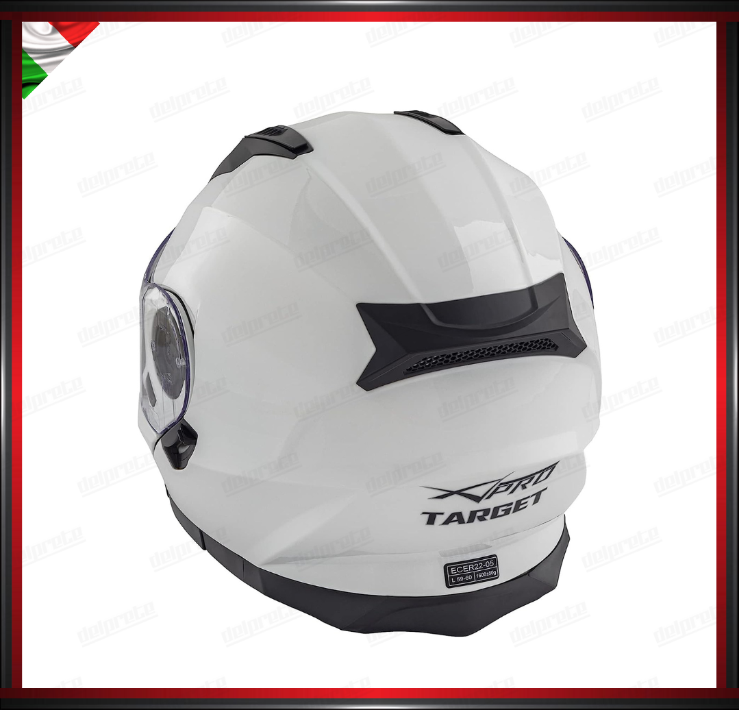 CASCO MODULARE BIANCO APRIBILE MOTO CON VISIERA PARASOLE OMOLOGATO ECE 22-05