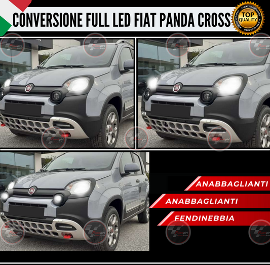 KIT FULL LED FIAT PANDA CROSS 7200LM ANABBAGLIANTI ABBAGLIANTI FENDINEBBIA 6000K