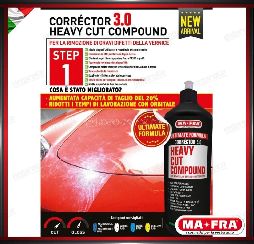 MAFRA - POLISH CORRECTOR 3.0 STEP 1 SENZA SILICONE HEAVY CUT COMPOUND 1000 GR