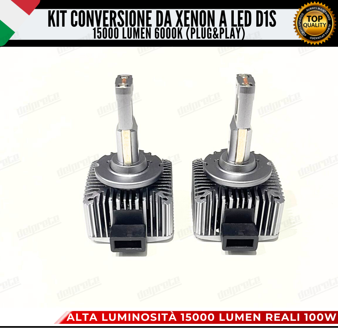 LAMPADE D1S KIT FULL LED DA XENON A LED 15000 LUMEN 6000K CANBUS NO ERRORE