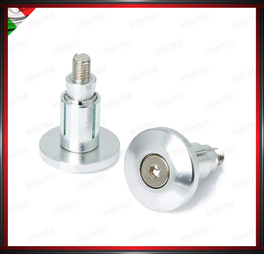 COPPIA CONTRAPPESI MANUBRIO ARGENTO MOTO SCOOTER STABILIZZATORI BILANCIERI UNIVERSALI ALLUMINIO