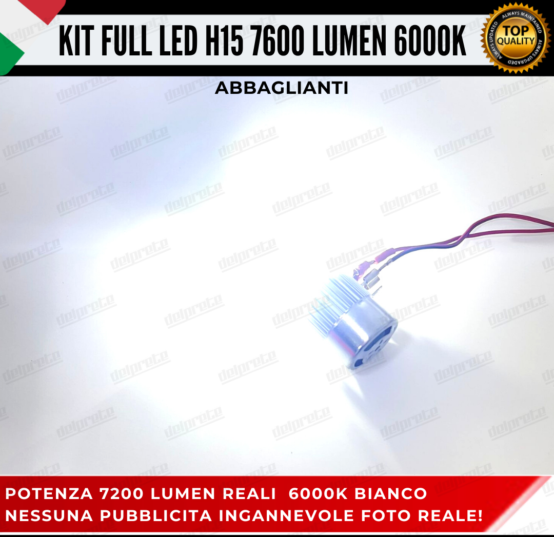 KIT LED H15 CANBUS LUCI DIURNE DRL + ABBAGLIANTI 7600 LUMEN CANBUS NO SPIA