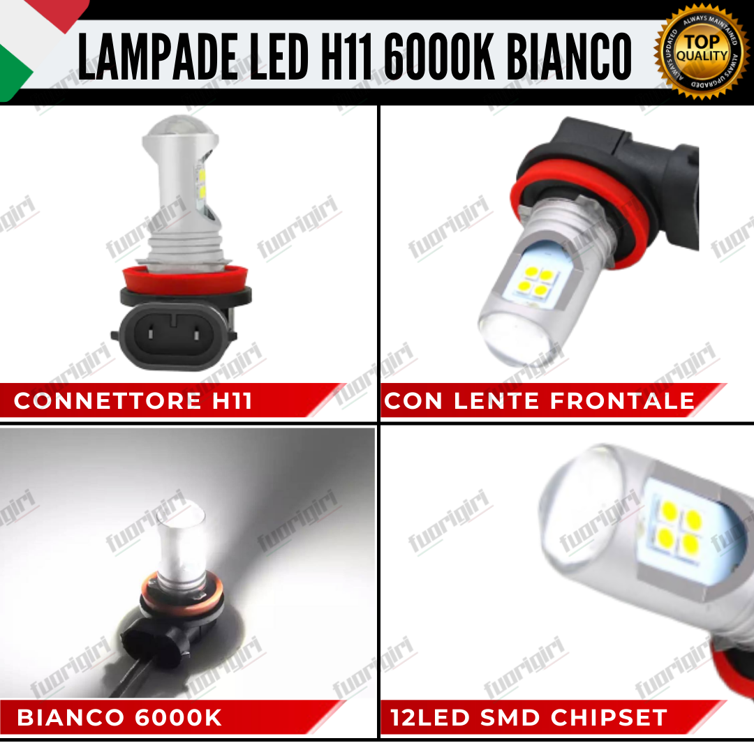 COPPIA LAMPADE H11 LED BIANCO CREE COB CANBUS 6000K CONSIGLIATE PER FENDINEBBIA