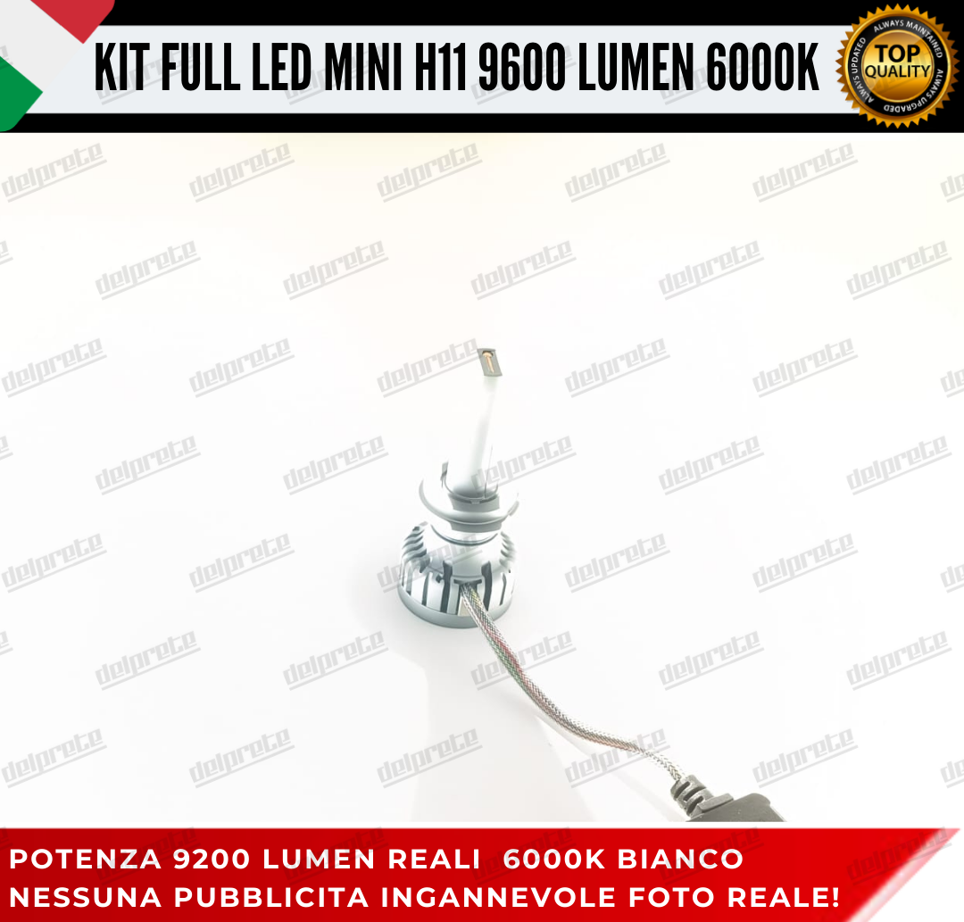 KIT LED H11 CANBUS 9600 LUMEN REALI 55W MINI SLIM PLUG AND PLAY 100% NO ERRORE