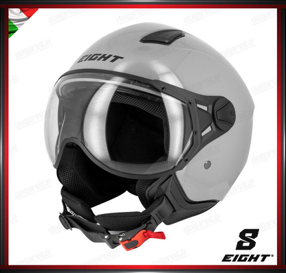 CASCO JET - EIGHT LEOV S779 VISIERA AVIATORE - GRIGIO LUCIDO