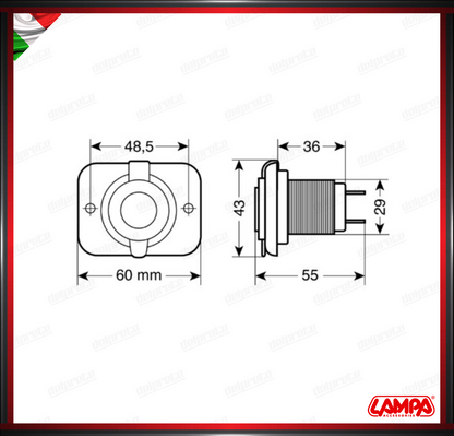 EXT-1 PRESA DI CORRENTE ACCENDISIGARI AD INCASSO LAMPA UNIVERSALE - 12/24V