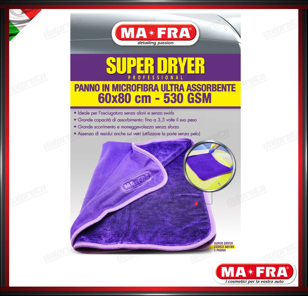 MAFRA - SUPER DRYER 60X80 PANNO IN MICROFIBRA ULTRA ASSORBENTE PER ASCIUGATURA