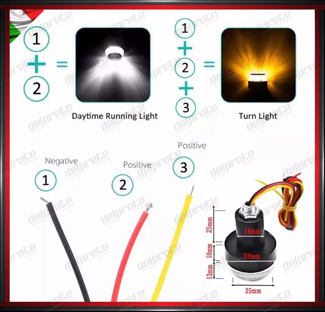 COPPIA FRECCE MOTO LED TERMINALE MANUBRIO CAFE RACER DIURNE FRECCIA UNIVERSALI