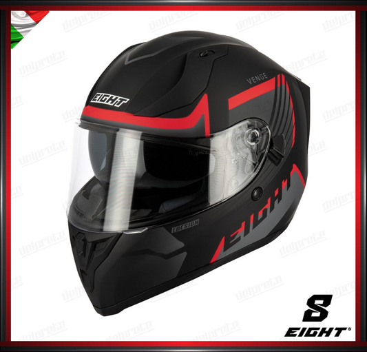 CASCO INTEGRALE - EIGHT VENGE S441 NERO ROSSO OPACO + PINLOCK