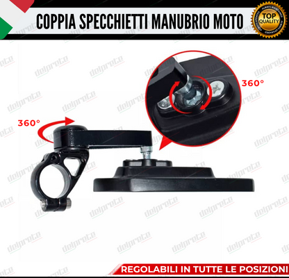 SPECCHIETTI RETROVISORI MANUBRIO COPPIA PER MOTO SCOOTER BAR END BLU CAFE RACER