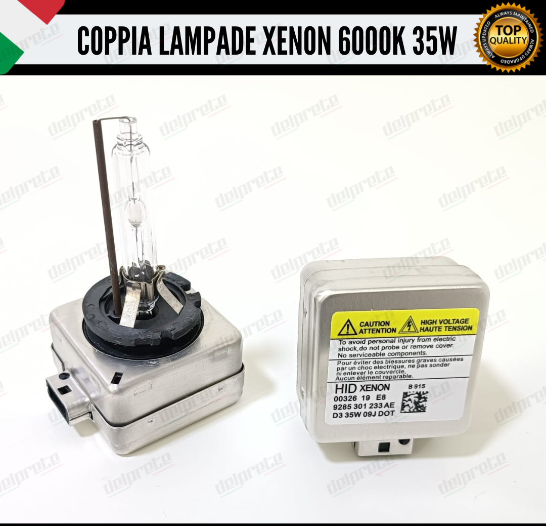 COPPIA 2 LAMPADE XENON D3S 35W LUCE 6000K BIANCO GHIACCIO PLUG/PLAY WHITE