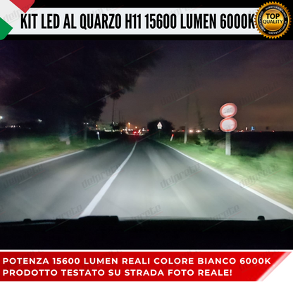 KIT LED H11 AL QUARZO MONO LED 360° PER FARI LENTICOLARI 15600 LUMEN 6000K CANBUS