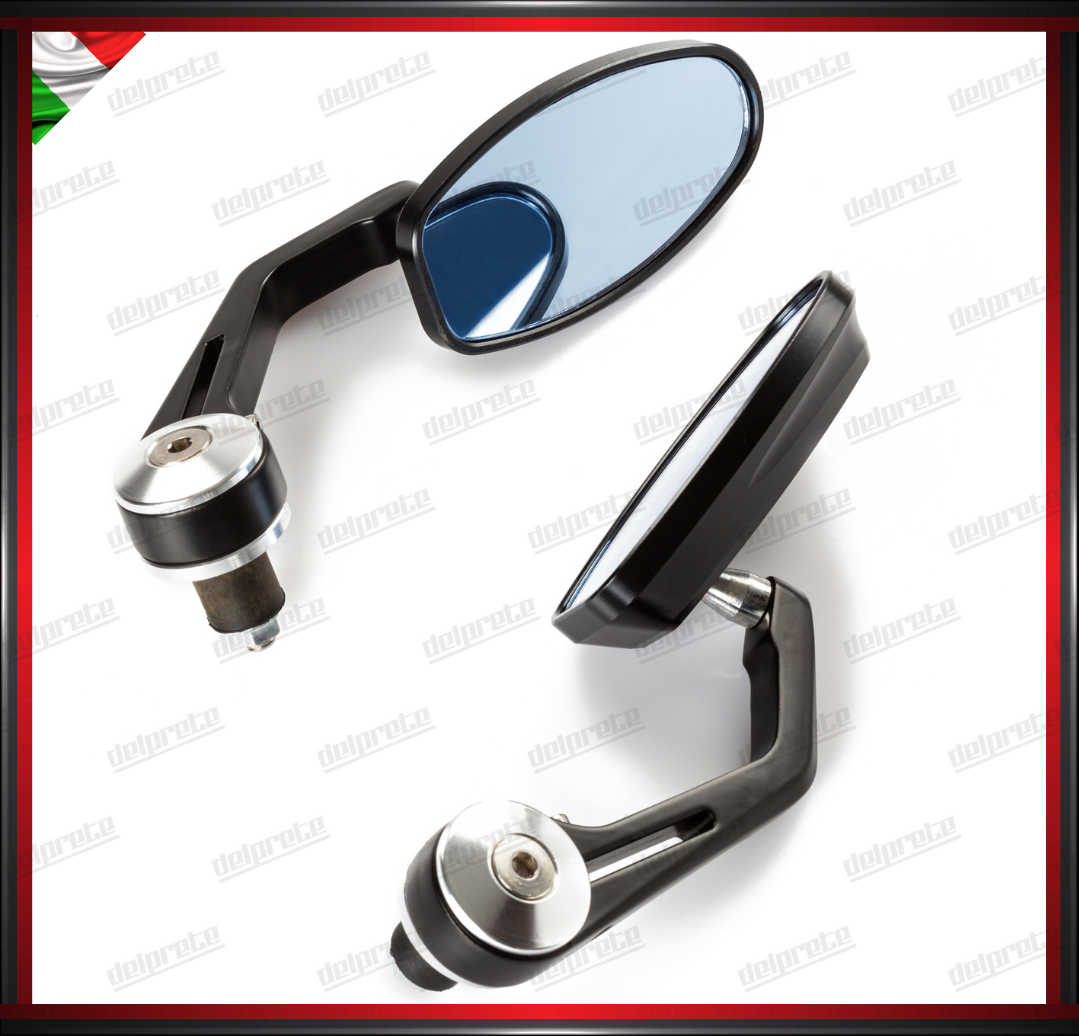 SPECCHIETTI MOTO NAKED PER MANUBRIO BAR END CAFE RACER REGOLABILI SILVER DX + SX