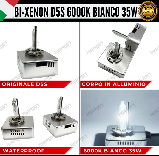 2 LAMPADE BI-XENON D5S 35W LUCI AUTO RICAMBIO XENON 6000K BIANCO NESSUN ERRORE