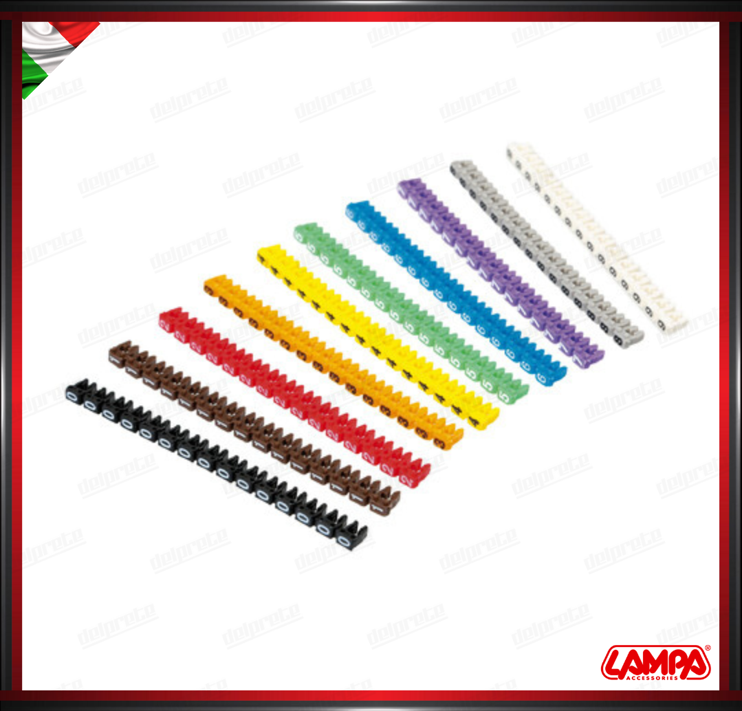 SET 100 PEZZI SEGNACAVI COLORATI LAMPA PER CAVI DA - 1,5 MM DIAMETRO 4MM