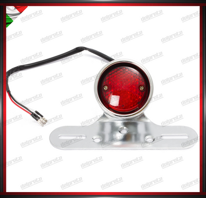 STOP POSTERIORE MOTO LED ROSSO FANALE OMOLOGATO E11 CON PORTATARGA UNIVERSALE