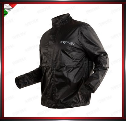 GIACCA MOTO 100% ANTIPIOGGIA ANTIACQUA ANTIVENTO IMPERMEABILE NERO CON CUSTODIA