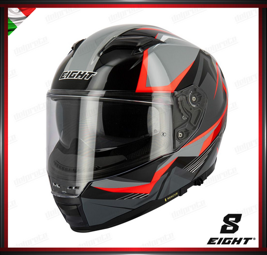 CASCO INTEGRALE - EIGHT S442 VENGE R SABERTOOTH - NERO/ROSSO LUCIDO