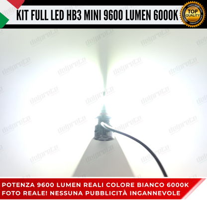 KIT LED HB3 MINI FULL LED 6000K XENON CANBUS 9600 LUMEN REALI NO ERROR AUTO MOTO