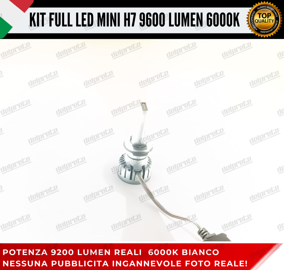 KIT LED H7 CANBUS 9600 LUMEN REALI 55W MINI SLIM PLUG AND PLAY 100% NO ERRORE