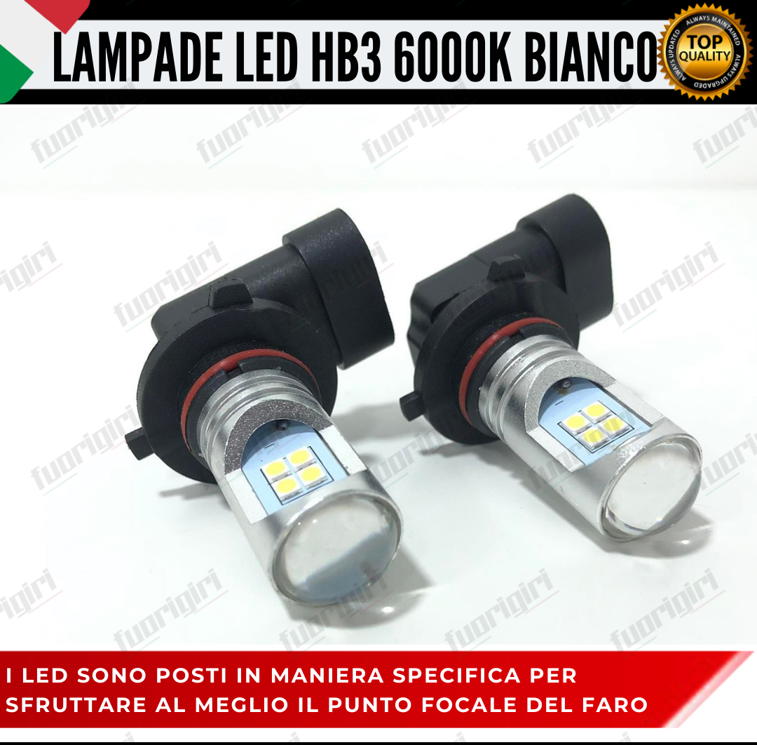 COPPIA LAMPADE HB3 LED BIANCO CREE COB CANBUS 6000K CONSIGLIATE PER FENDINEBBIA