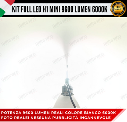 KIT LED H1 MINI FULL LED 6000K XENON CANBUS 9600 LUMEN REALI NO ERROR AUTO MOTO