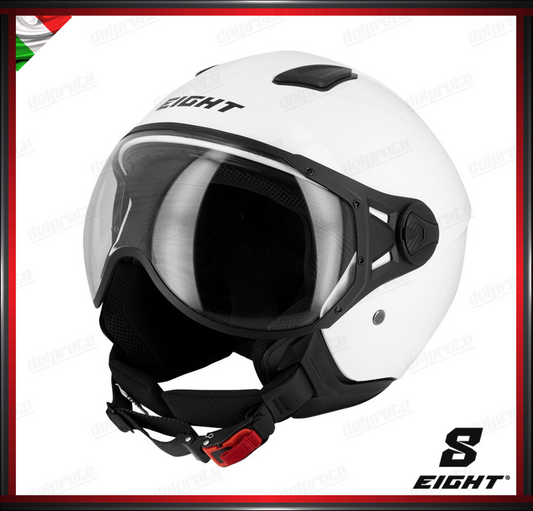 CASCO JET - EIGHT LEOV S779 VISIERA AVIATORE - BIANCO LUCIDO