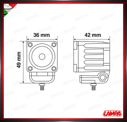 WL-19 LAMPA FARETTO FARO AUSILIARIO 9 LED BIANCO 9/32V 6000K IMPERMEABILE UNIVERSALE