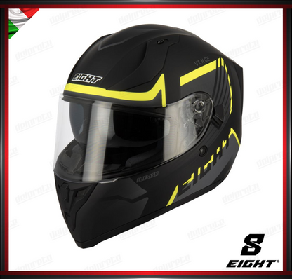 CASCO INTEGRALE - EIGHT VENGE S441 NERO GIALLO OPACO + PINLOCK