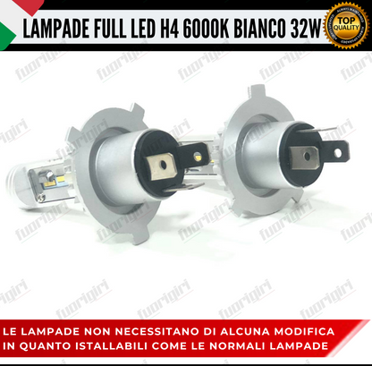 KIT LED H4 32W 8000 LUMEN 6000K BIANCO CANBUS LAMPADE LED CANBUS ULTRA COMPATTE