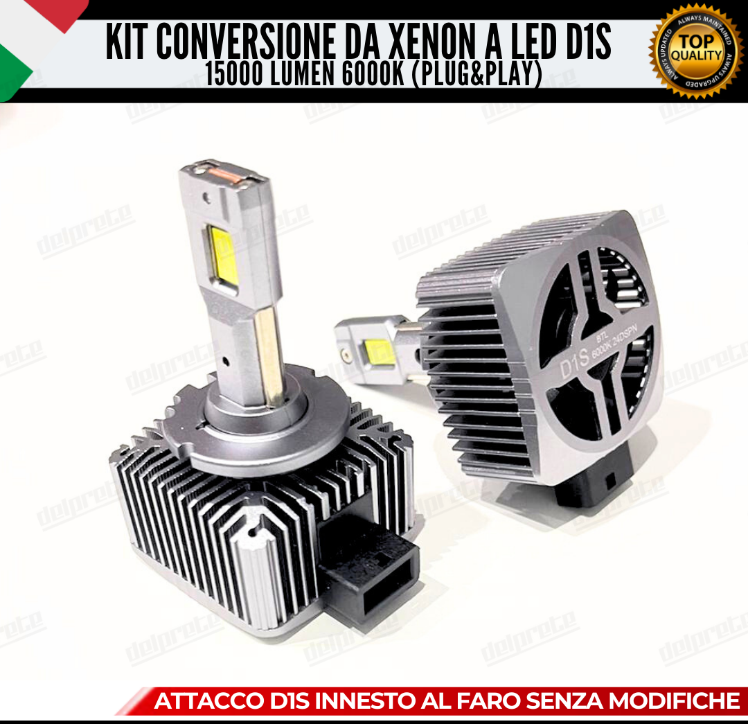 LAMPADE D1S KIT FULL LED DA XENON A LED 15000 LUMEN 6000K CANBUS NO ERRORE