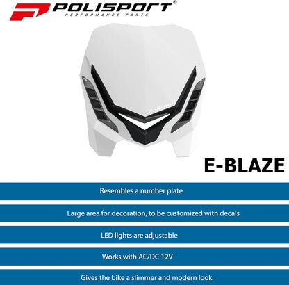 POLISPORT - FARO E-BLAZE LED MASCHERINA IN CARBONIO CROSS ENDURO BIANCO