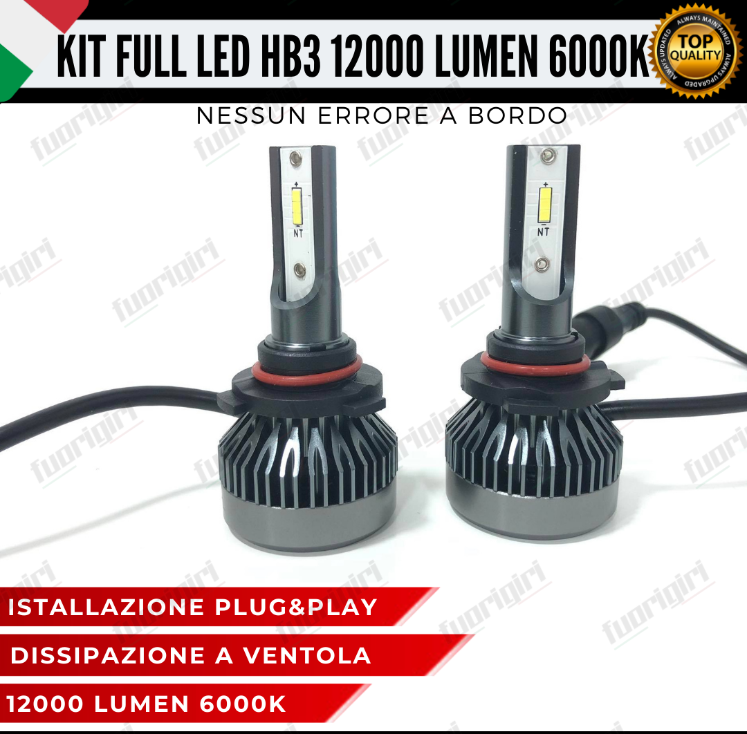 KIT FULL LED FIAT FREEMONT 12000 LUMEN ABBAGLIANTI LED HB3 9006 6000K NO ERROR