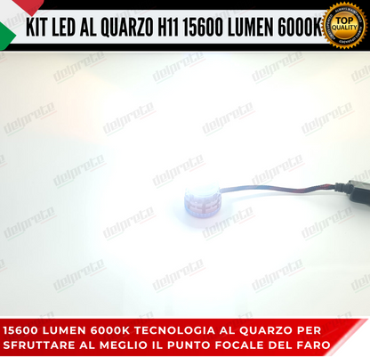 KIT LED H11 AL QUARZO MONO LED 360° PER FARI LENTICOLARI 15600 LUMEN 6000K CANBUS