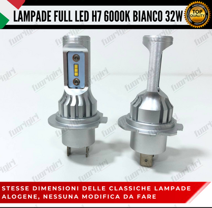 KIT LED H7 32W 8000 LUMEN 6000K BIANCO CANBUS LAMPADE LED CANBUS ULTRA COMPATTE