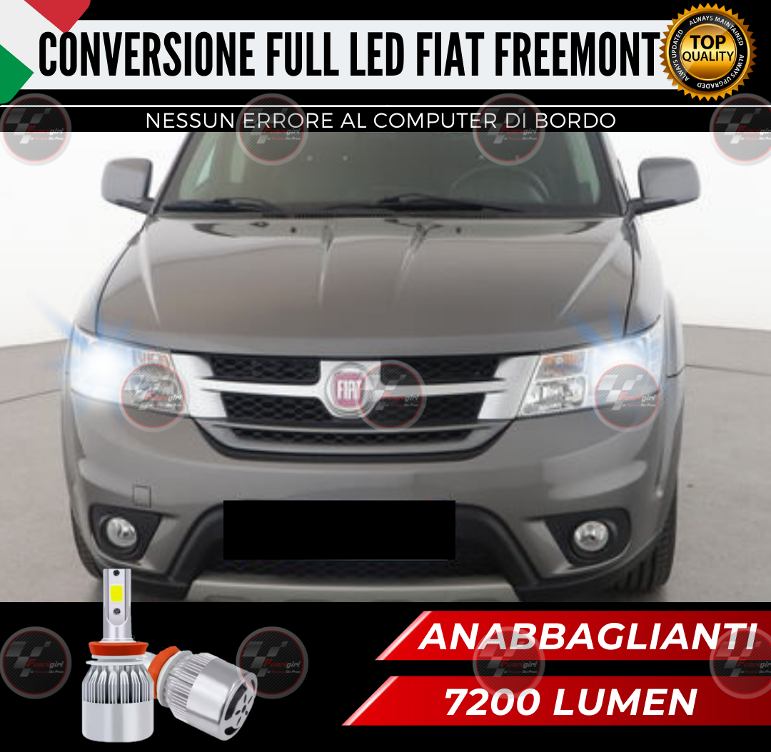 KIT FULL LED FIAT FREEMONT 7200 LUMEN ANABBAGLIANTI LED H11 6000K 100% NO ERROR