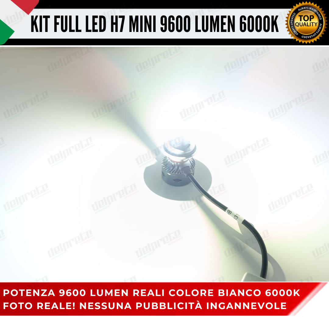 KIT LED H7 MINI FULL LED 6000K XENON CANBUS 9600 LUMEN REALI NO ERROR AUTO MOTO