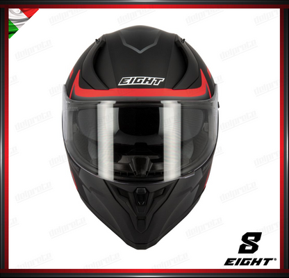 CASCO INTEGRALE - EIGHT VENGE S441 NERO ROSSO OPACO + PINLOCK