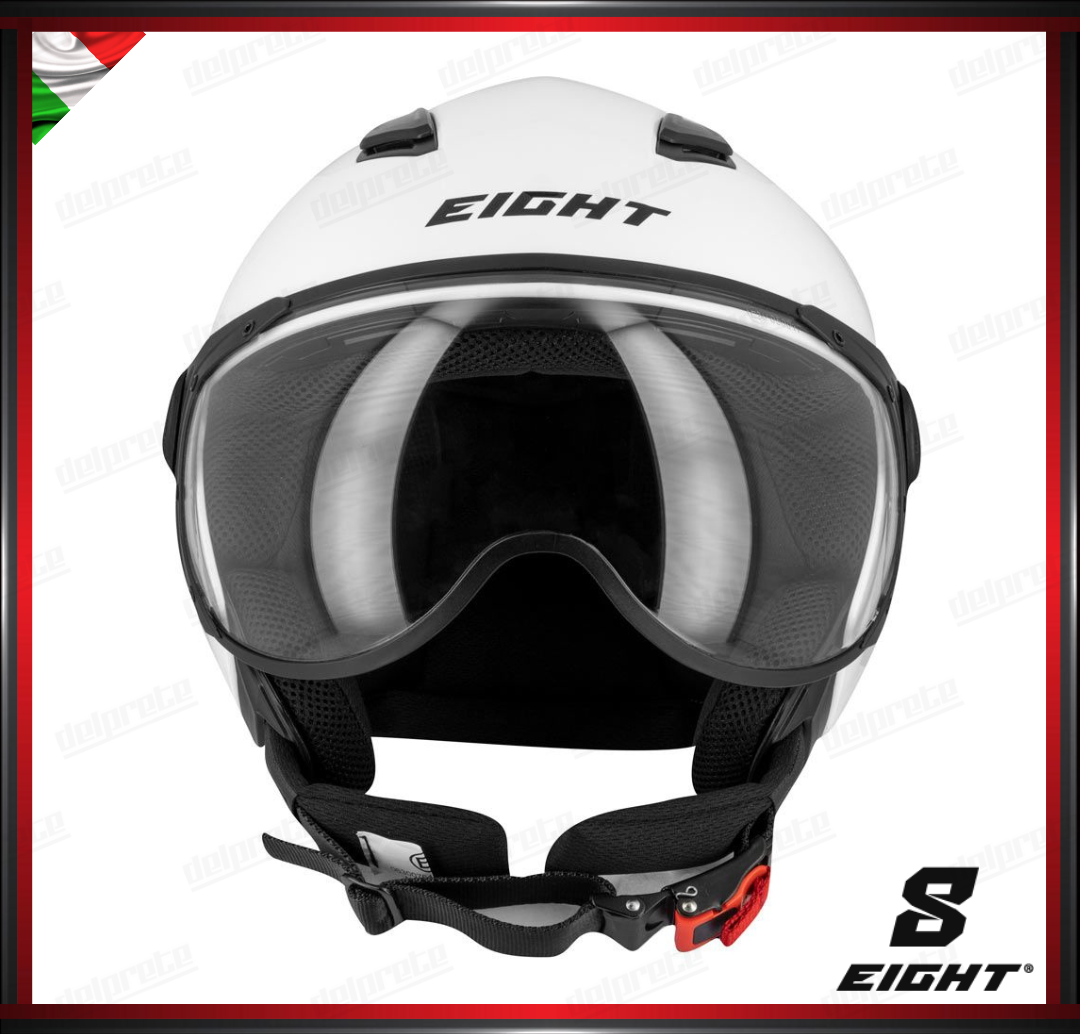 CASCO JET - EIGHT LEOV S779 VISIERA AVIATORE - BIANCO LUCIDO