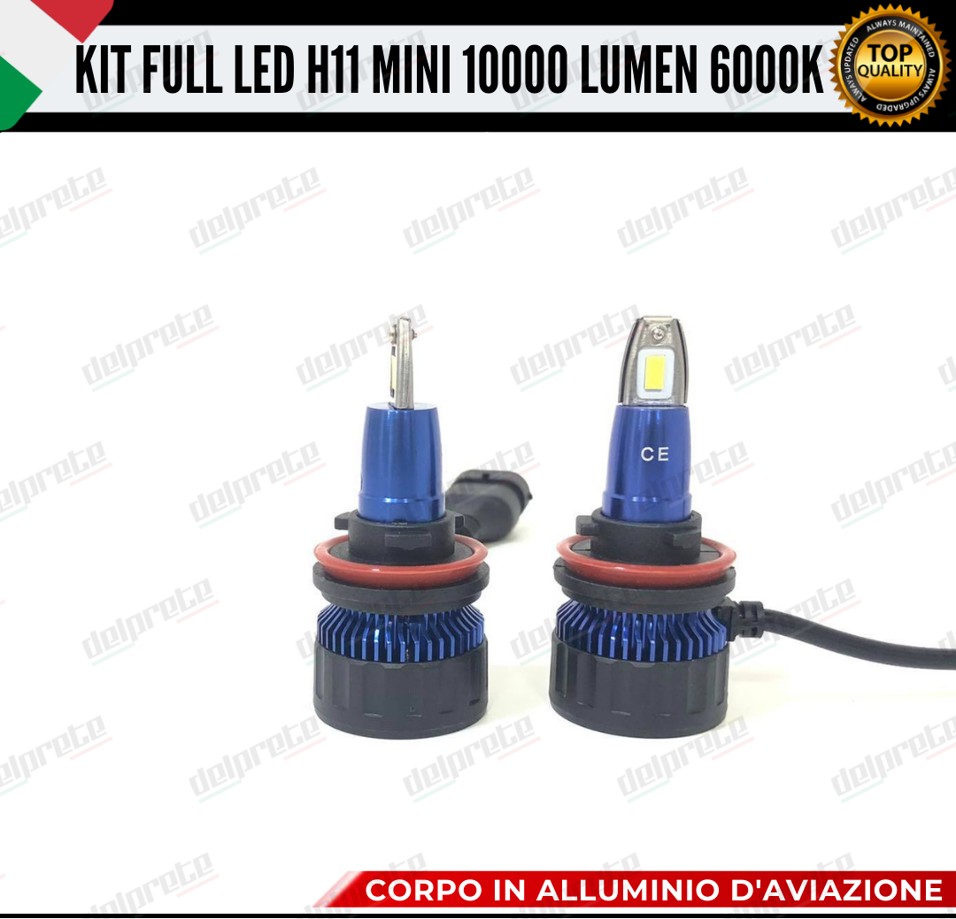 KIT FULL LED LAMPADE LED H11 MINI NO ERROR 6000K BIANCO 10000 LUMEN LM CANBUS