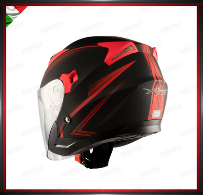 CASCO JET MOTO SCOOTER DOPPIA VISIERA NERO E ROSSO OPACO OMOLOGATO ECE 22-05