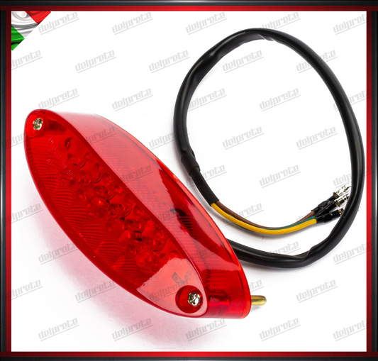 STOP POSTERIORE MOTO LED FANALE OMOLOGATO E11 2 FUNZIONI LUCE ROSSA UNIVERSALE