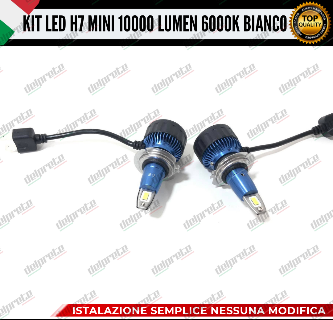 KIT FULL LED LAMPADE LED H7 MINI NO ERROR 6000K BIANCO 10000 LUMEN LM CANBUS