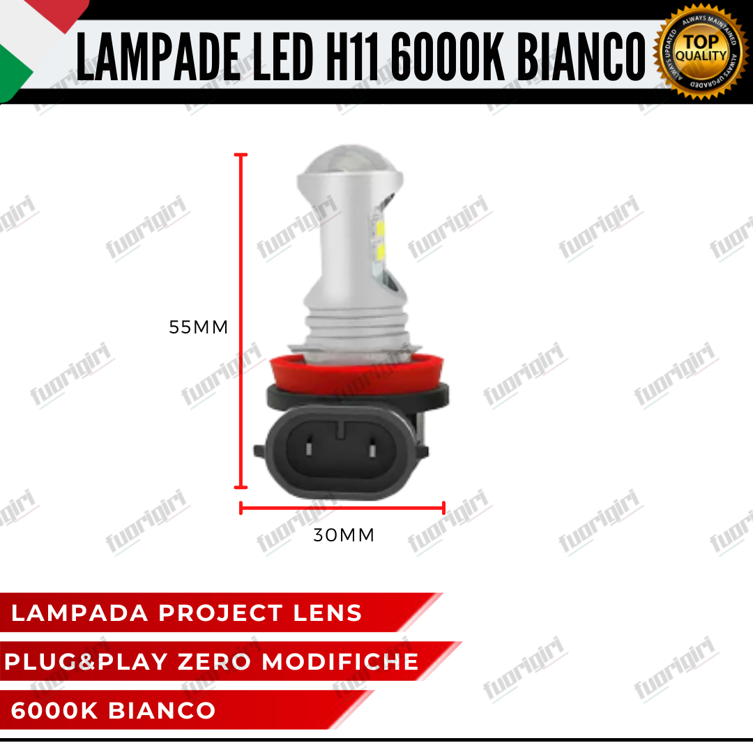 COPPIA LAMPADE H11 LED BIANCO CREE COB CANBUS 6000K CONSIGLIATE PER FENDINEBBIA