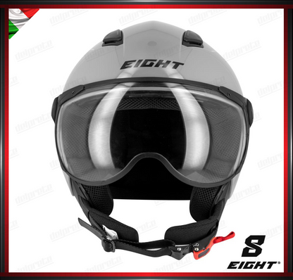 CASCO JET - EIGHT LEOV S779 VISIERA AVIATORE - GRIGIO LUCIDO