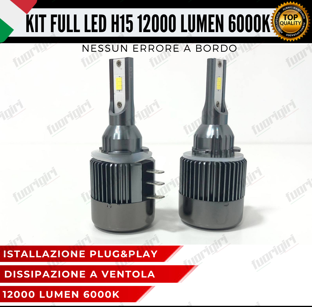 KIT LED H15 CANBUS LUCI DIURNE DRL + ABBAGLIANTI 12000 LUMEN CANBUS NO SPIA